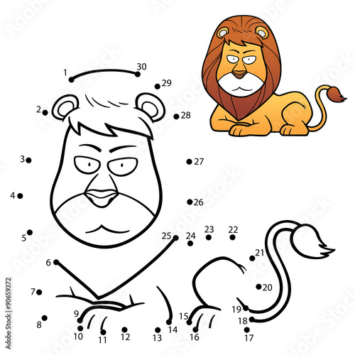 Fototapeta Naklejka Na Ścianę i Meble -  Vector Illustration of Education Numbers game the dot lion