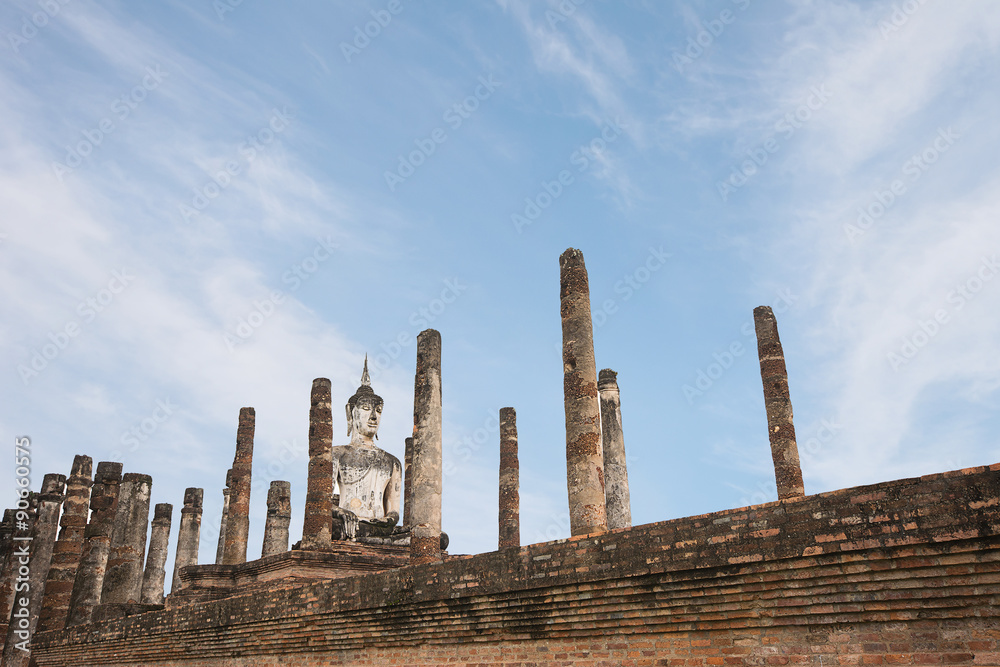 Ancient Buddha at Sukhothai Historical Park,Thailand.