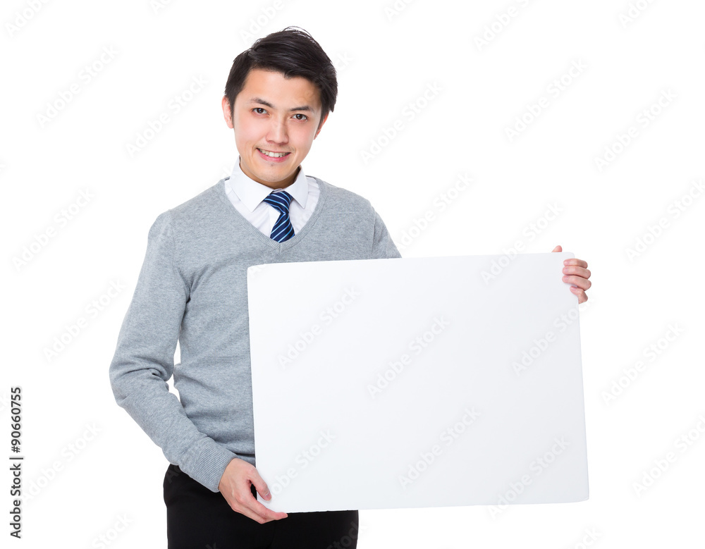 Businessman show with white board