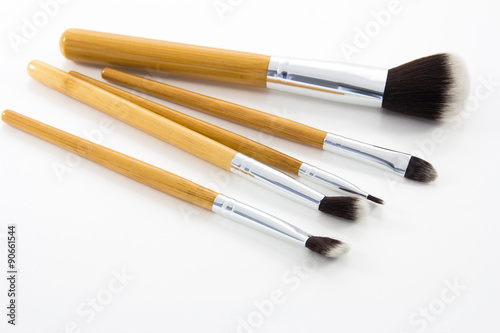 make up brushes set on white background