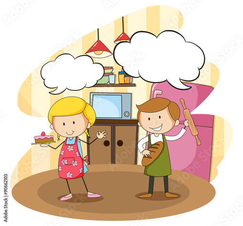 Bakers baking in the kitchen