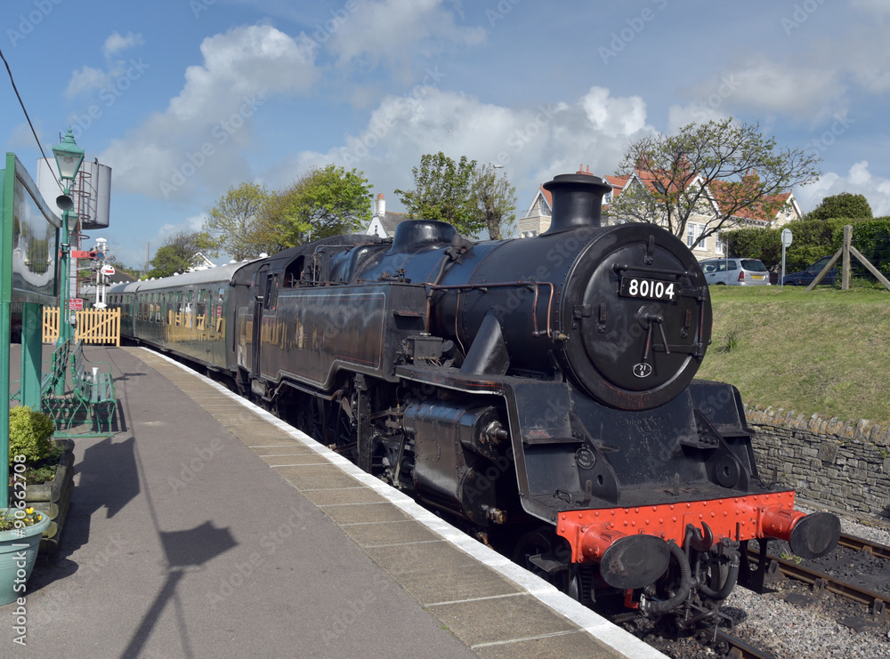 Fototapeta premium Steam locomotive at Swanage station, Dorset