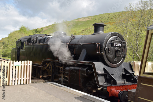 Steam locomotive at Swanage station, Dorset