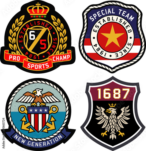 Set of retro vintage badges shielding 