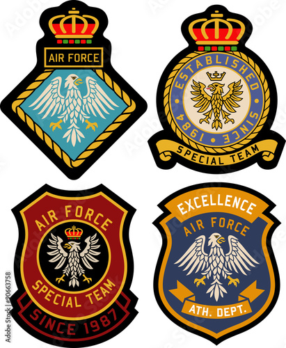 classic royal emblem heraldic badge set
