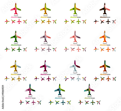 Set of color airplane logo icons