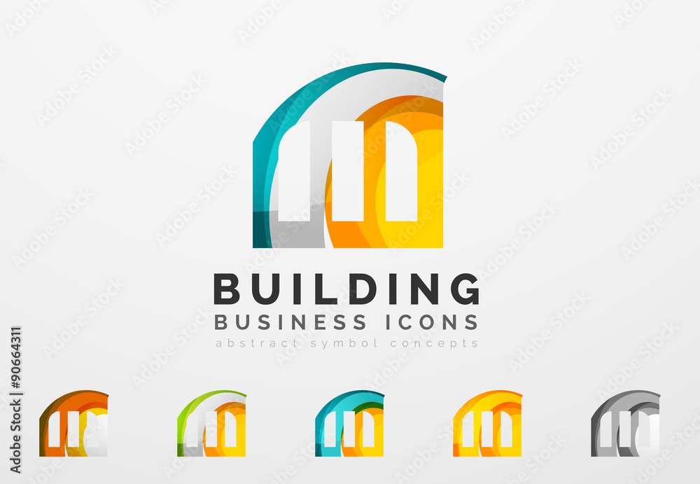 Fototapeta premium Set of real estate or building logo business icons
