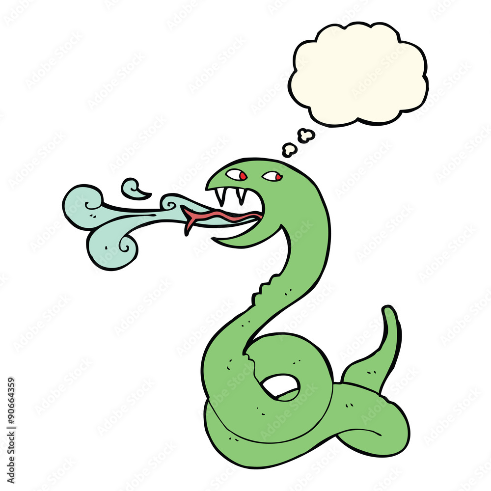 cartoon hissing snake with thought bubble cartoon hissing snake with thought bubble