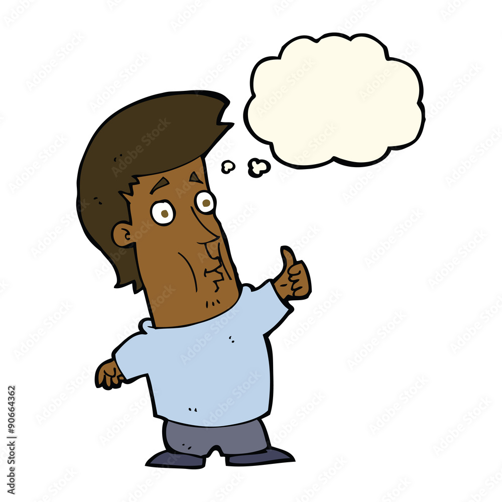 cartoon man giving thumbs up sign with thought bubble cartoon man giving thumbs up sign with thought bubble