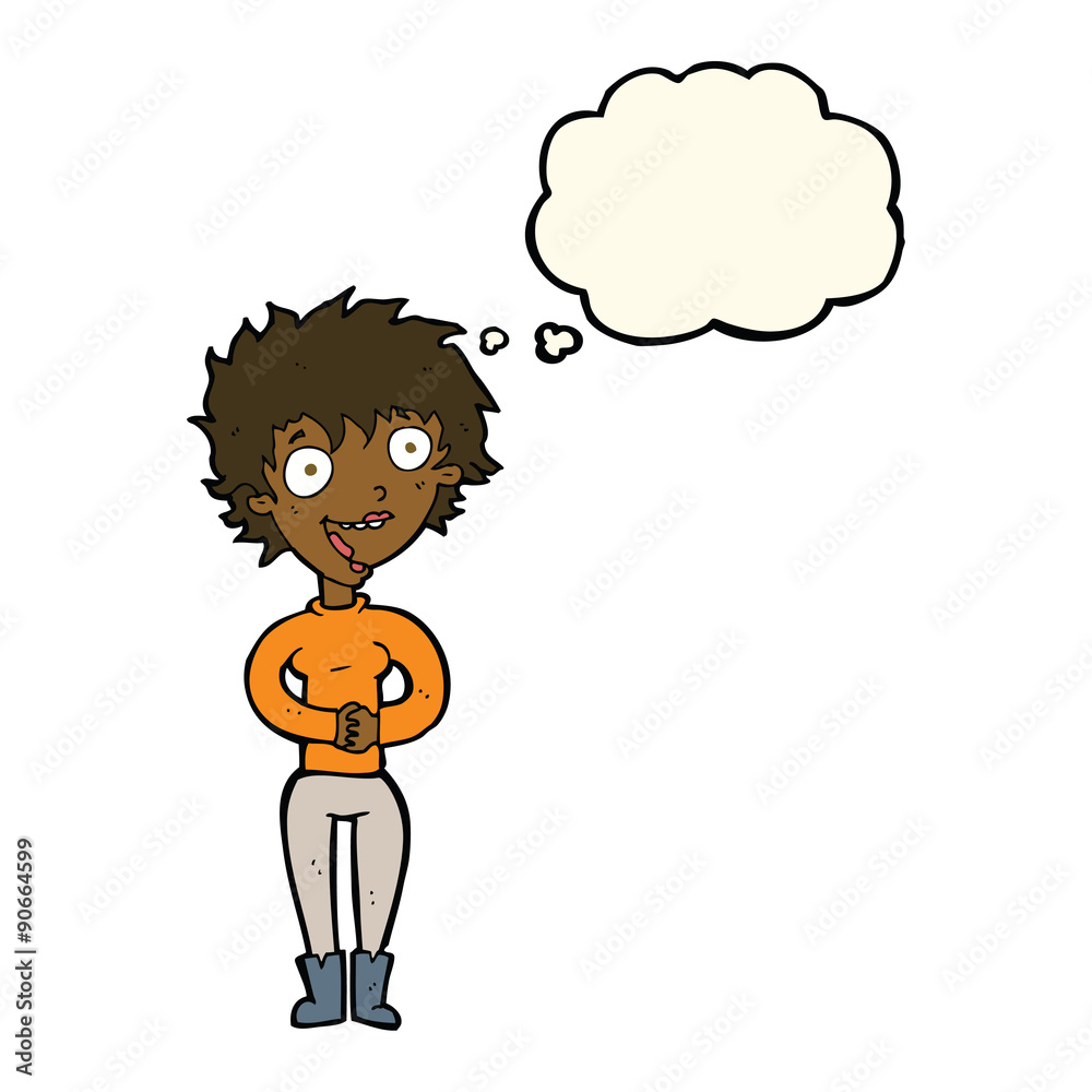cartoon crazy excited woman with thought bubble cartoon crazy excited woman with thought bubble
