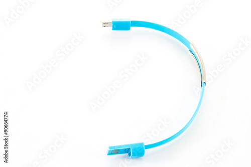 wrist band blue wire USB isolated on white background