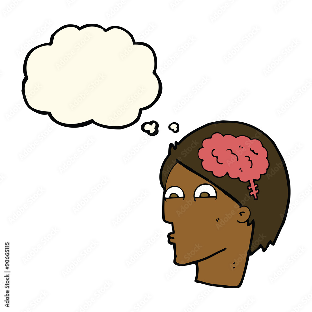 cartoon head with brain symbol with thought bubble cartoon head with brain symbol with thought bubble