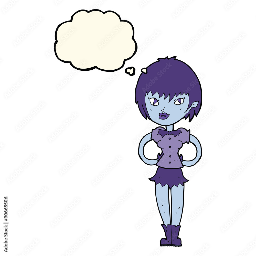 cartoon pretty vampire girl with thought bubble cartoon pretty vampire girl with thought bubble