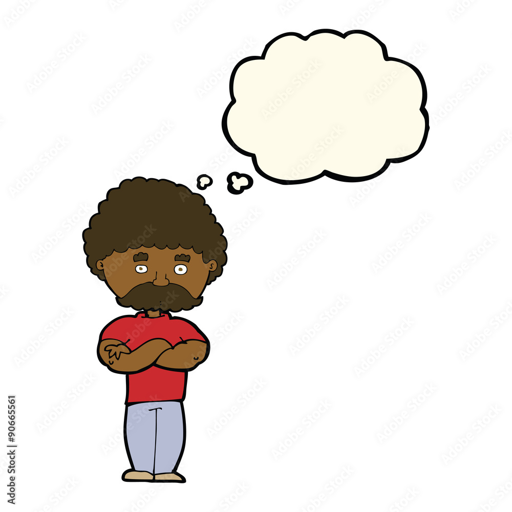 cartoon dad with folded arms with thought bubble cartoon dad with folded arms with thought bubble
