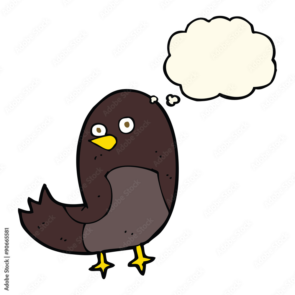 cartoon bird with thought bubble cartoon bird with thought bubble
