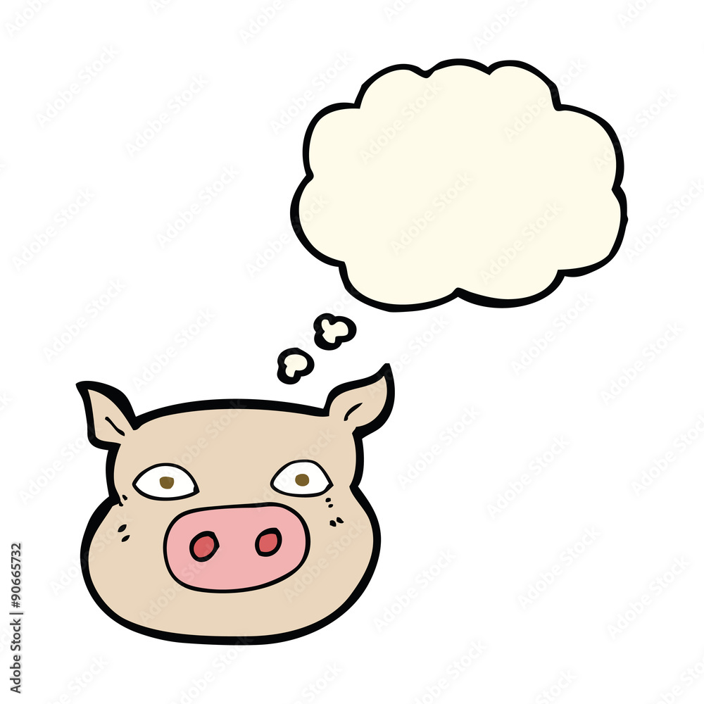 cartoon pig face with thought bubble cartoon pig face with thought bubble