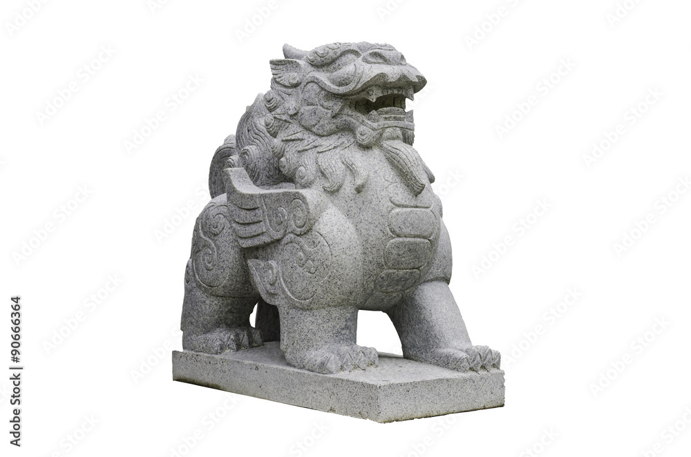 Chinese Stone Lion isolated on white with clipping path Chinese Stone Lion isolated on white with clipping path
