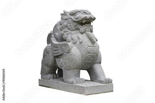Chinese Stone Lion  isolated on white with clipping path