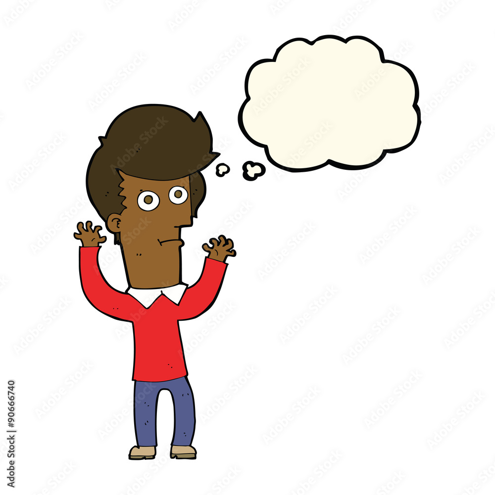Fototapeta premium cartoon shocked man with thought bubble