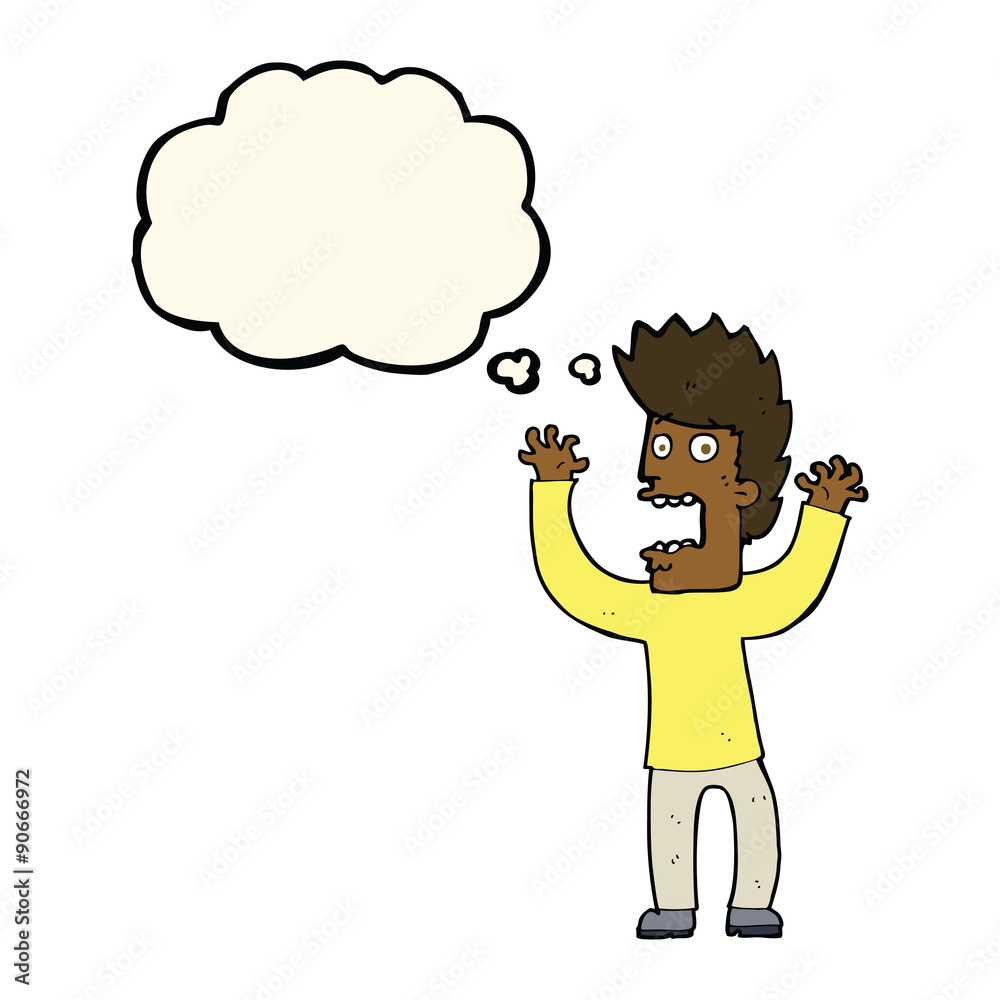 cartoon terrified man with thought bubble cartoon terrified man with thought bubble