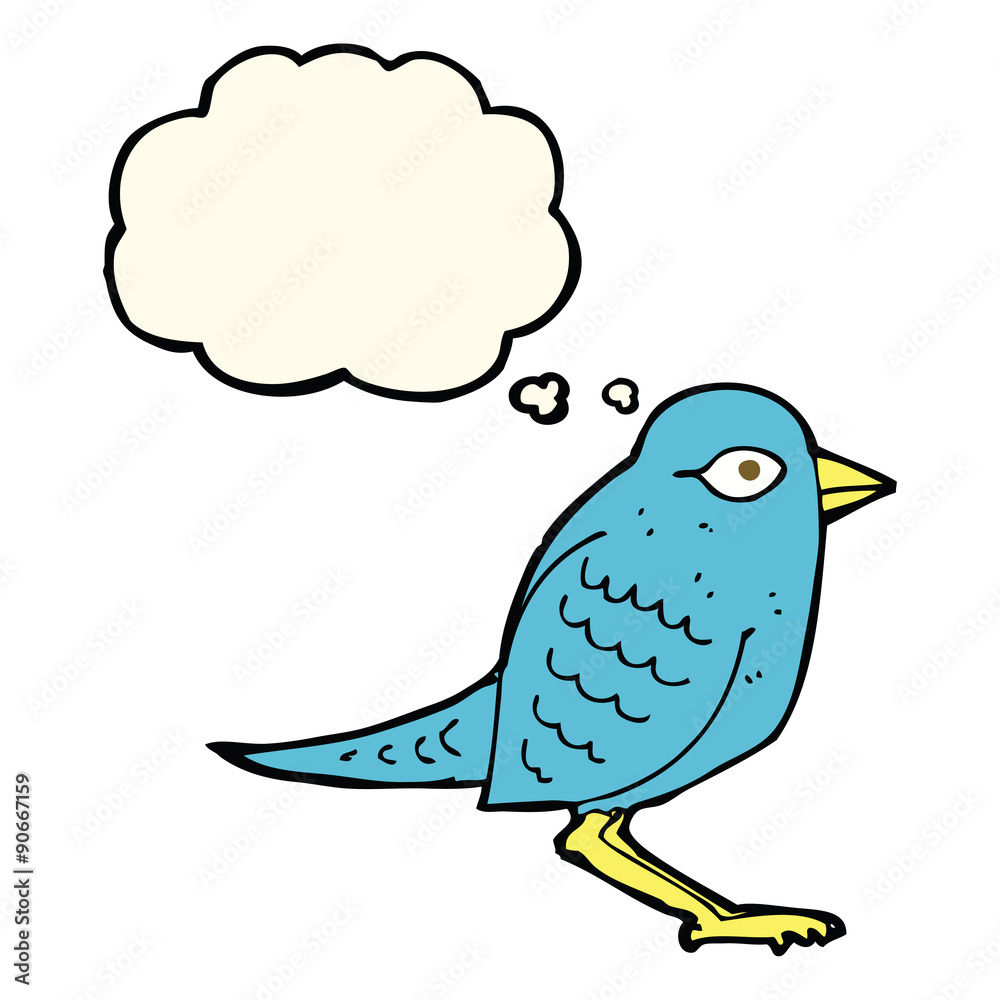 cartoon garden bird with thought bubble cartoon garden bird with thought bubble