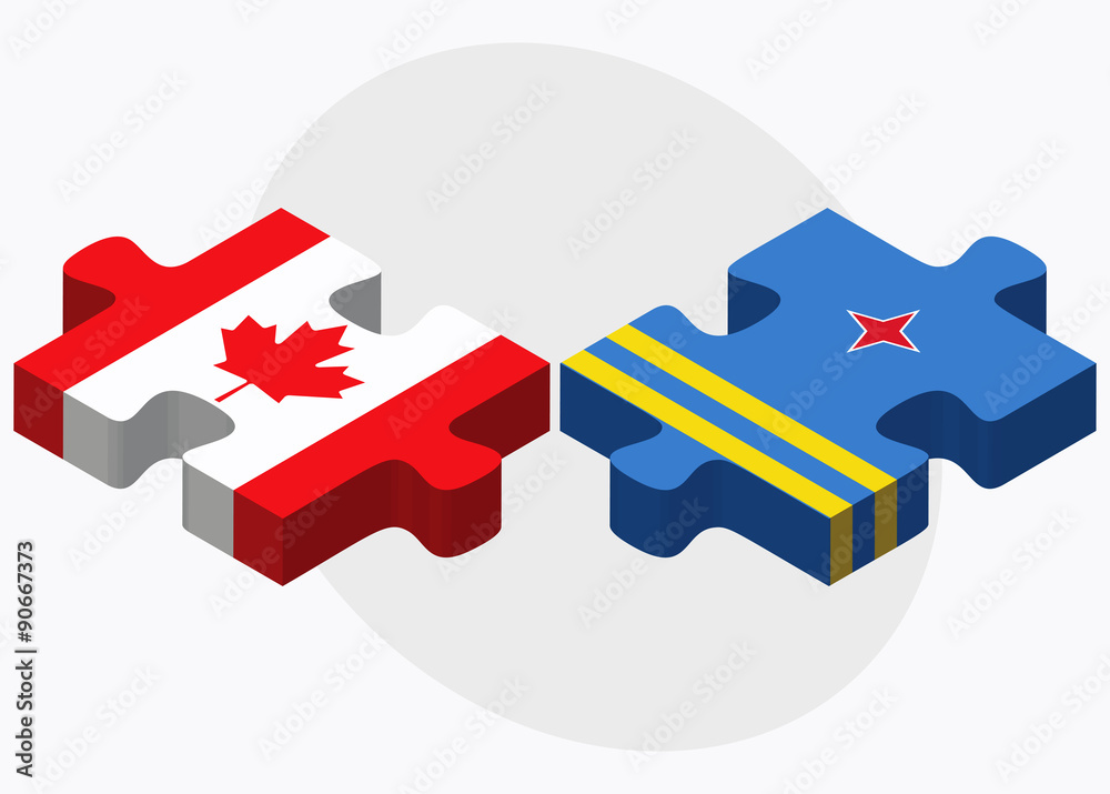 Obraz premium Canada and Aruba Flags