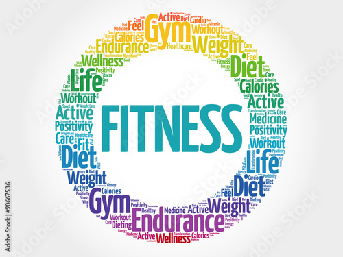 FITNESS circle stamp word cloud, fitness, sport, health concept