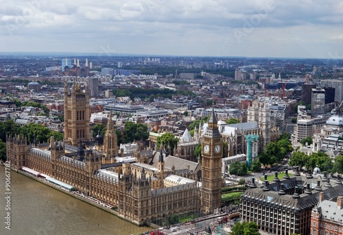 Houses or Parliament and city view, London.