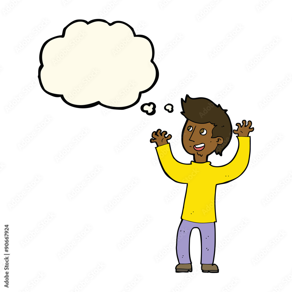 cartoon happy man with thought bubble cartoon happy man with thought bubble