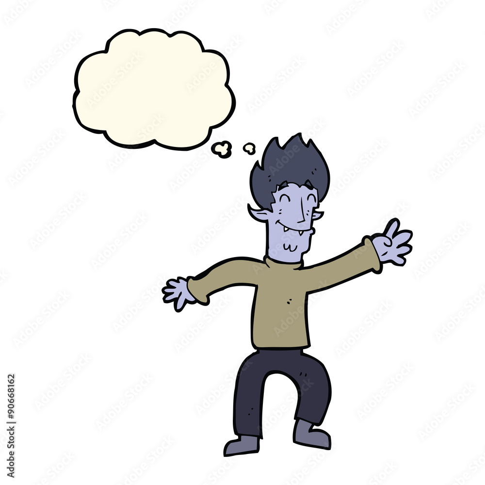 cartoon happy vampire man with thought bubble cartoon happy vampire man with thought bubble