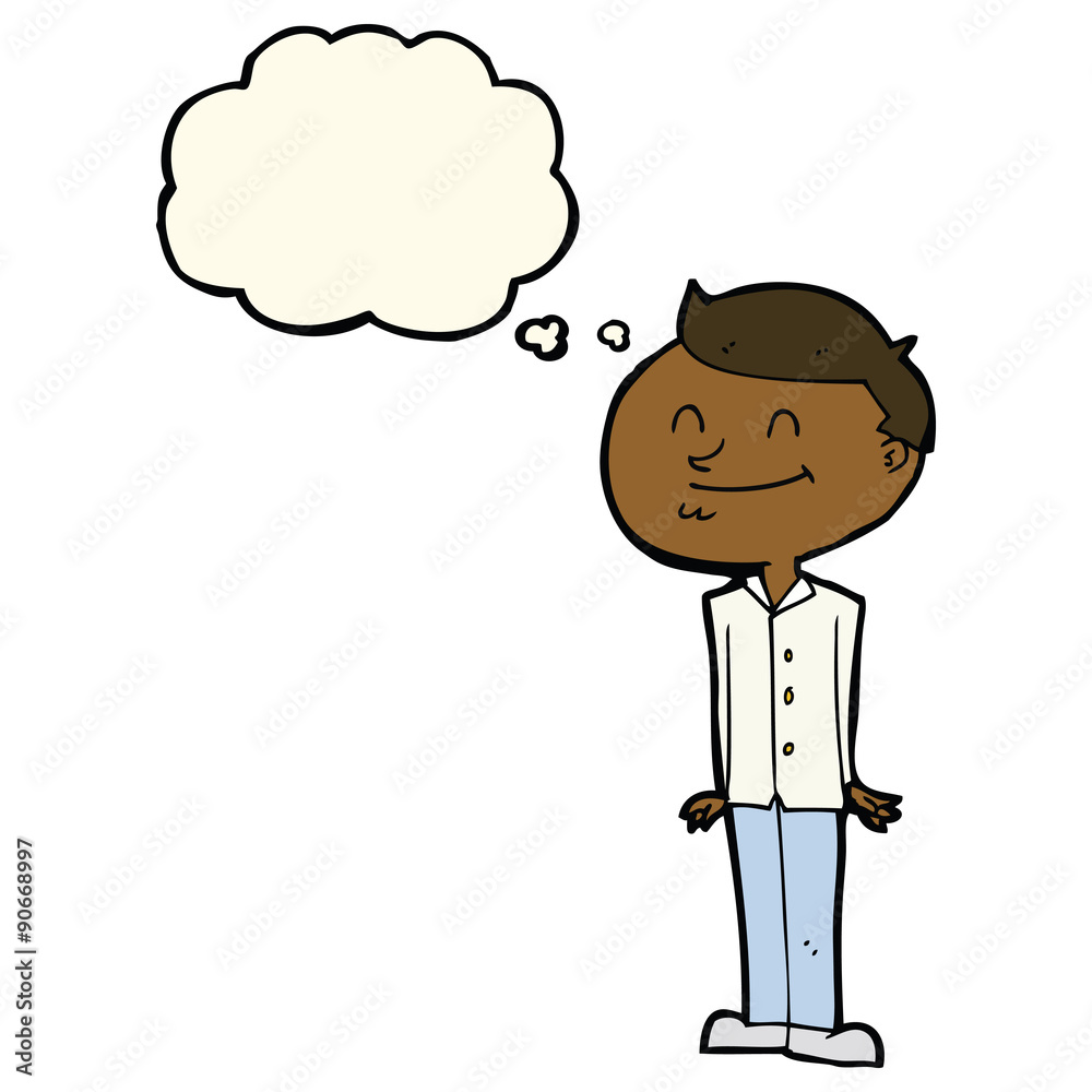 cartoon smiling man with thought bubble cartoon smiling man with thought bubble