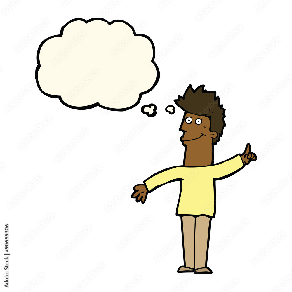 cartoon man with idea with thought bubble cartoon man with idea with thought bubble