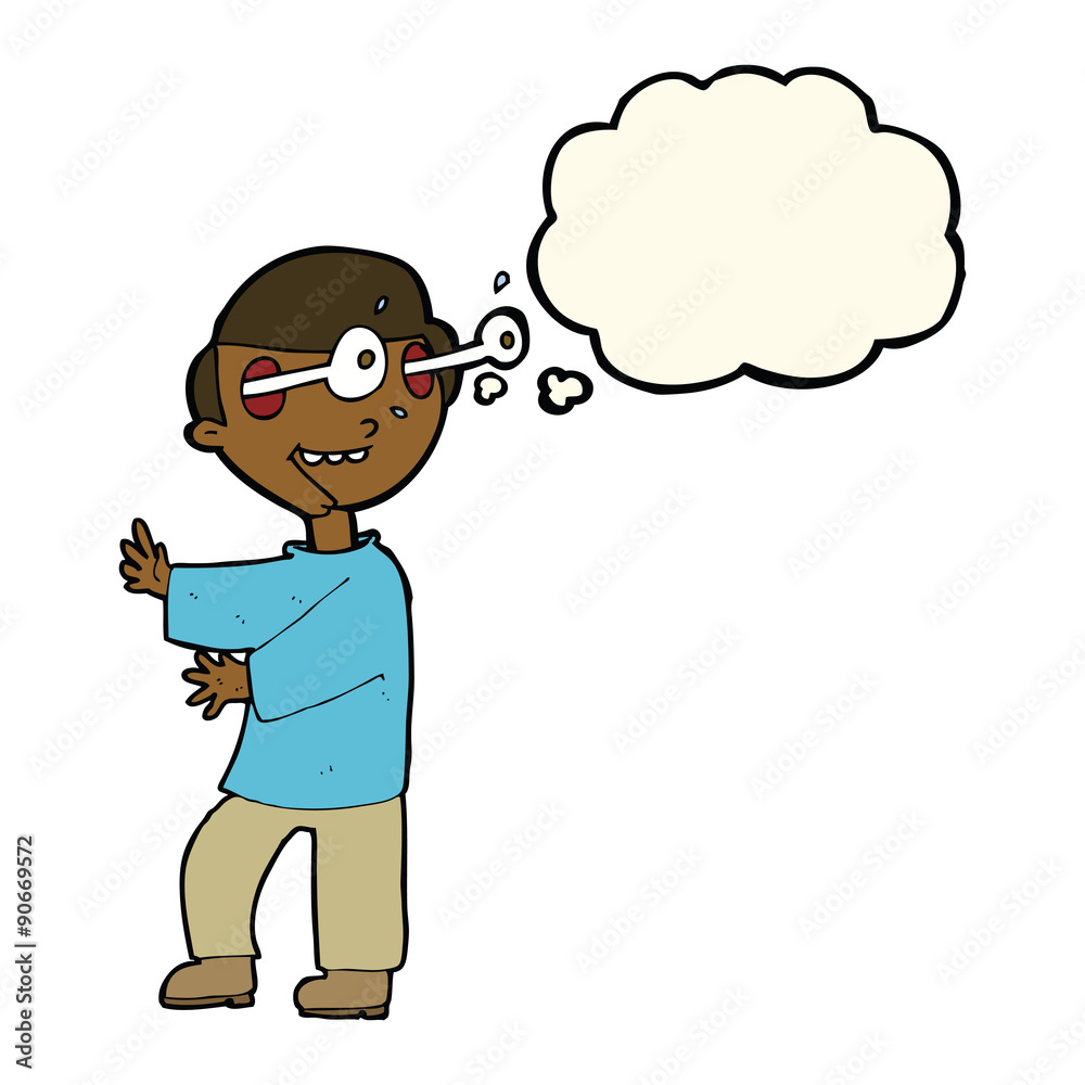 cartoon boy with popping out eyes with thought bubble cartoon boy with popping out eyes with thought bubble