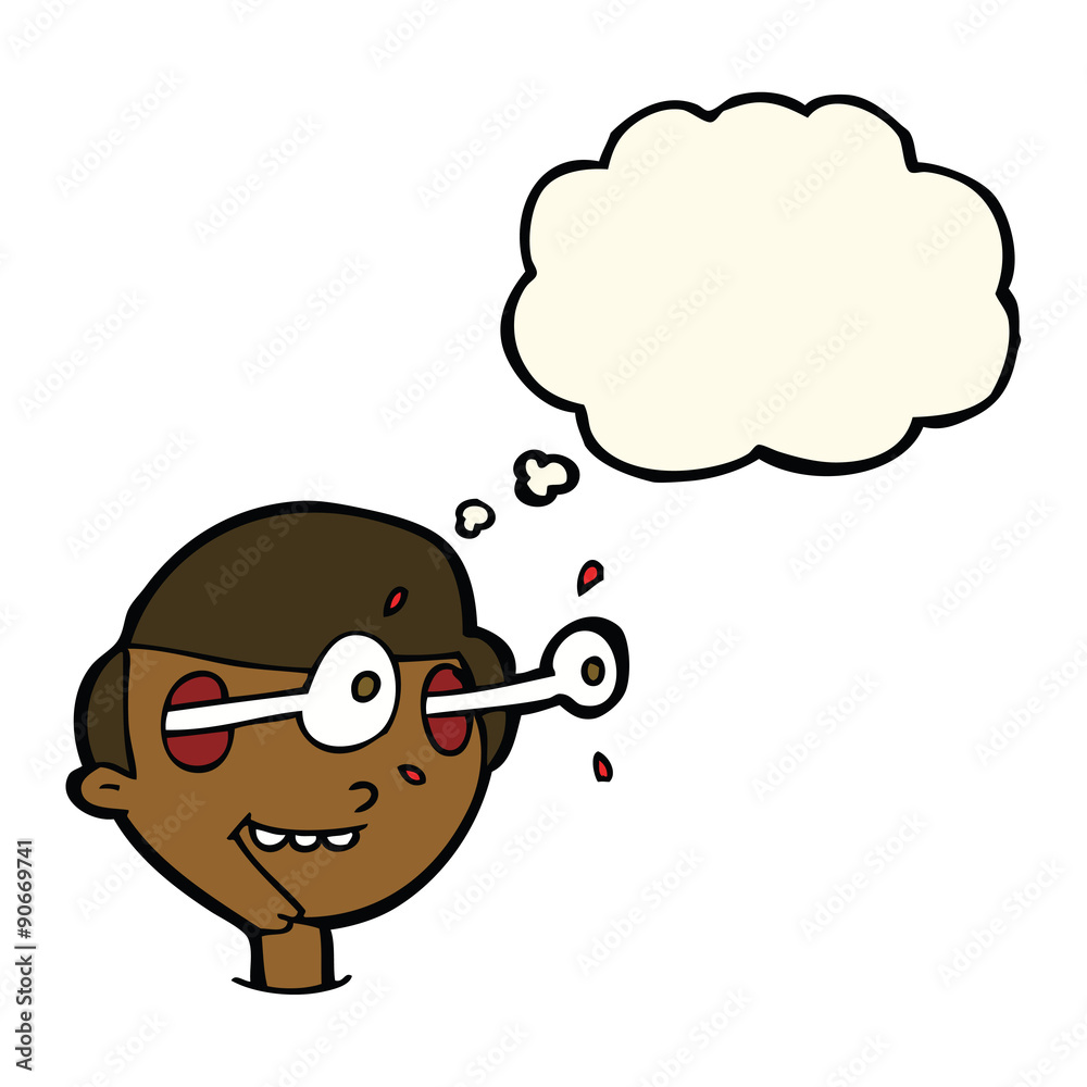 cartoon excited boy's face with thought bubble cartoon excited boy's face with thought bubble