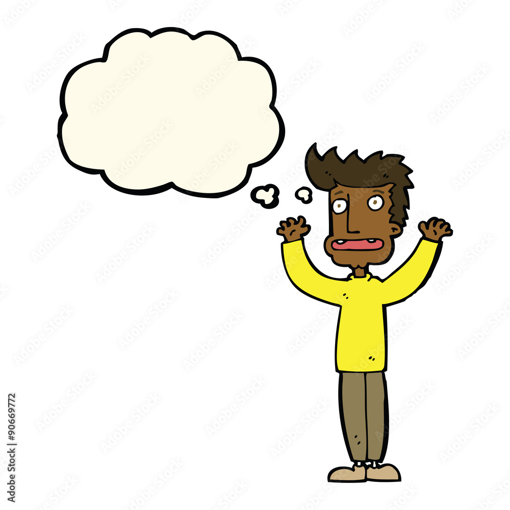 cartoon stressed man with thought bubble cartoon stressed man with thought bubble