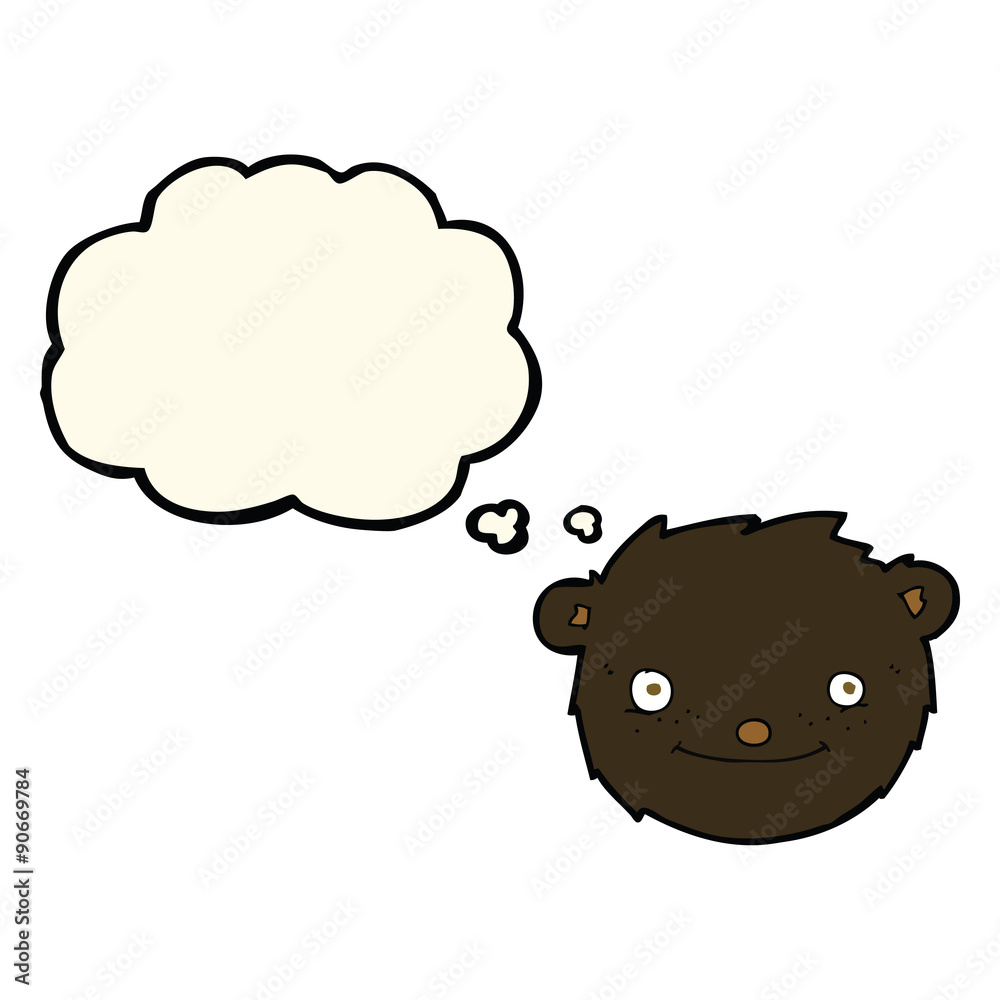 cartoon black bear head with thought bubble cartoon black bear head with thought bubble