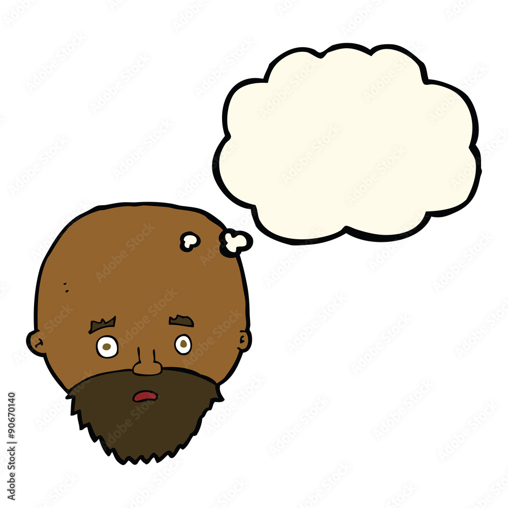 cartoon shocked man with beard with thought bubble cartoon shocked man with beard with thought bubble