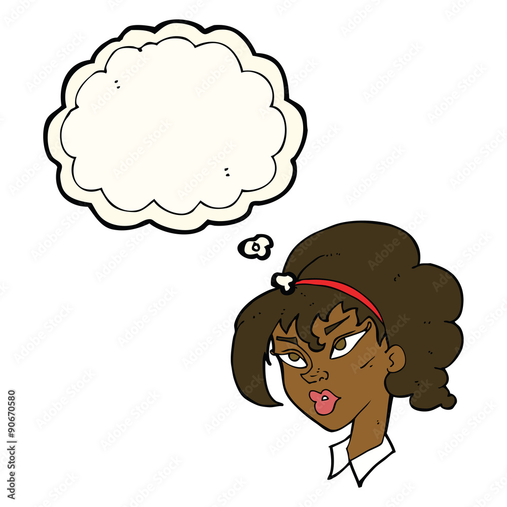 cartoon pretty woman with thought bubble cartoon pretty woman with thought bubble