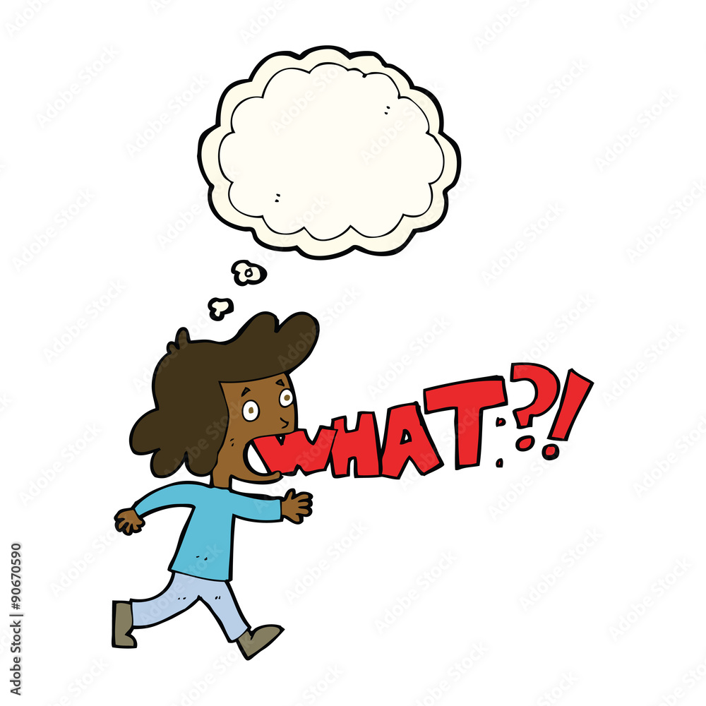 cartoon woman shouting what with thought bubble cartoon woman shouting what with thought bubble