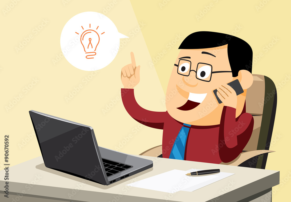 Creative businessman has an idea in office - simple vector illustration Creative businessman has an idea in office - simple vector illustration