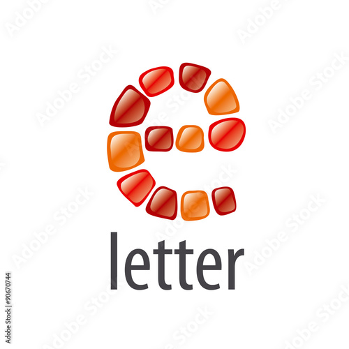 Abstract vector logo letter E made of stones