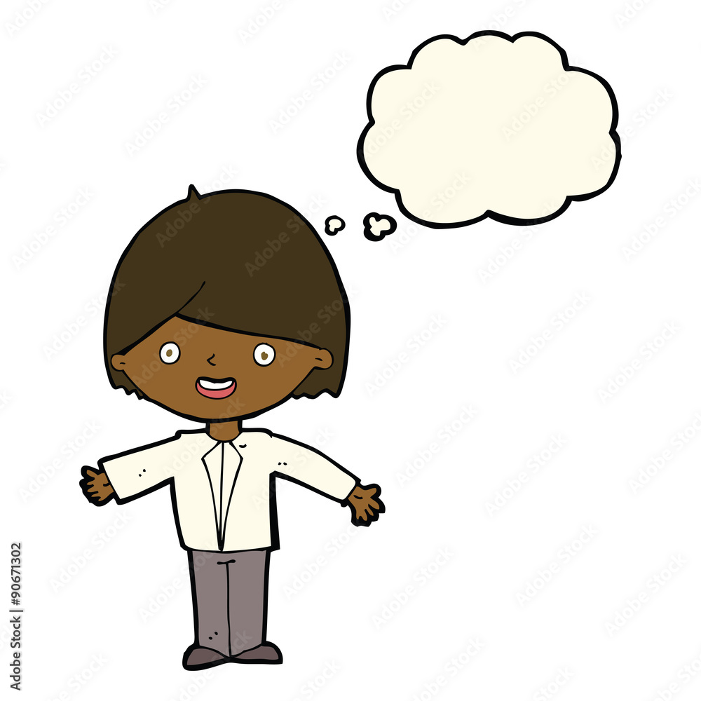 cartoon happy man with thought bubble cartoon happy man with thought bubble