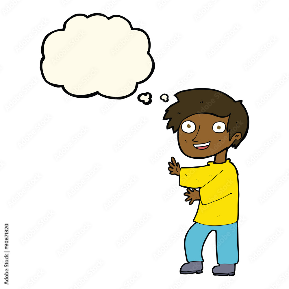 cartoon excited boy with thought bubble cartoon excited boy with thought bubble