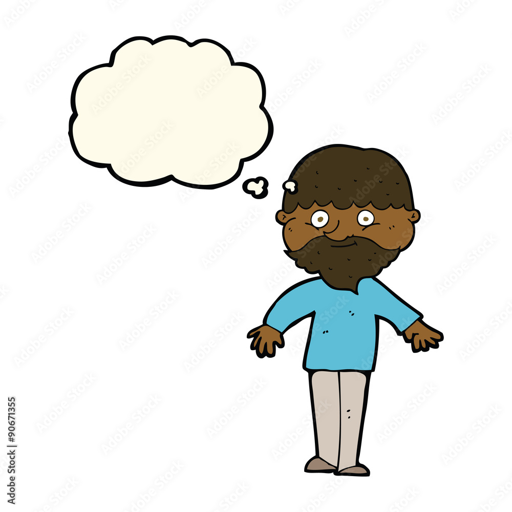 cartoon happy man with thought bubble cartoon happy man with thought bubble