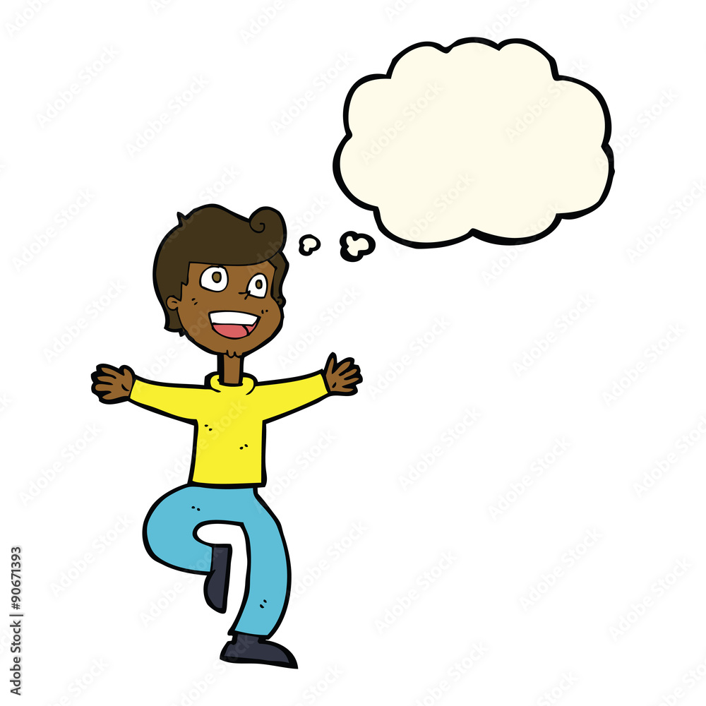 cartoon excited boy with thought bubble cartoon excited boy with thought bubble