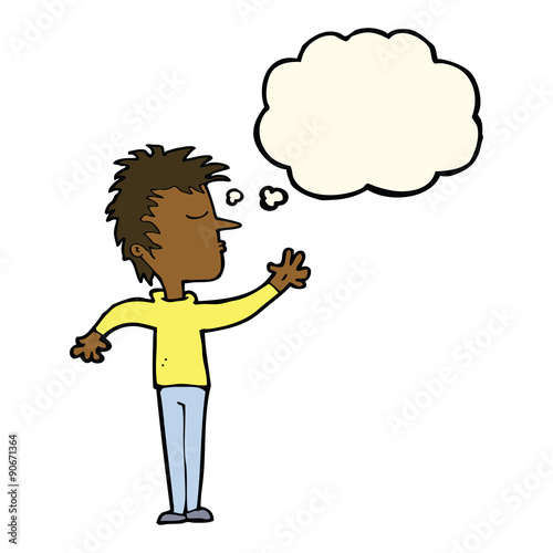 cartoon dismissive man with thought bubble