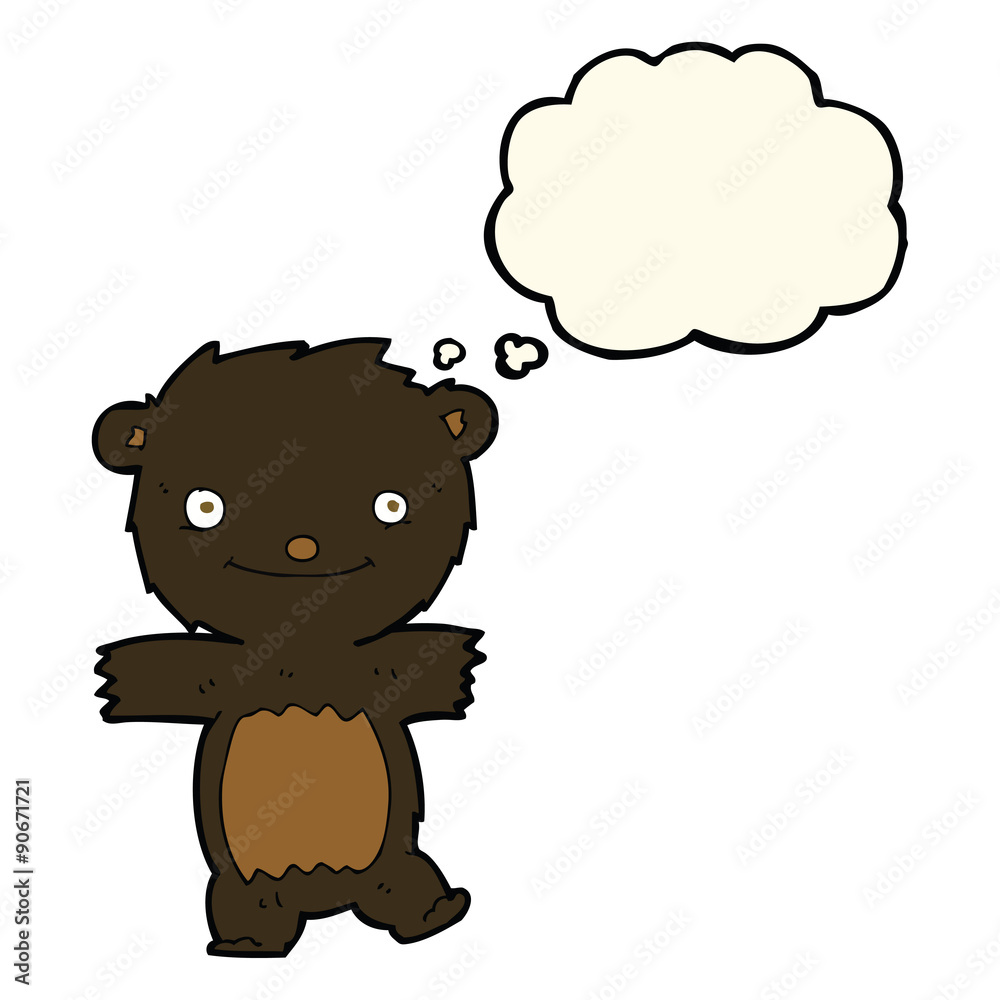 cartoon black bear cub with thought bubble
