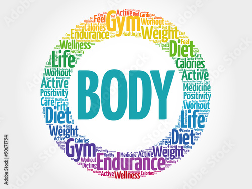 BODY circle stamp word cloud, fitness, sport, health concept