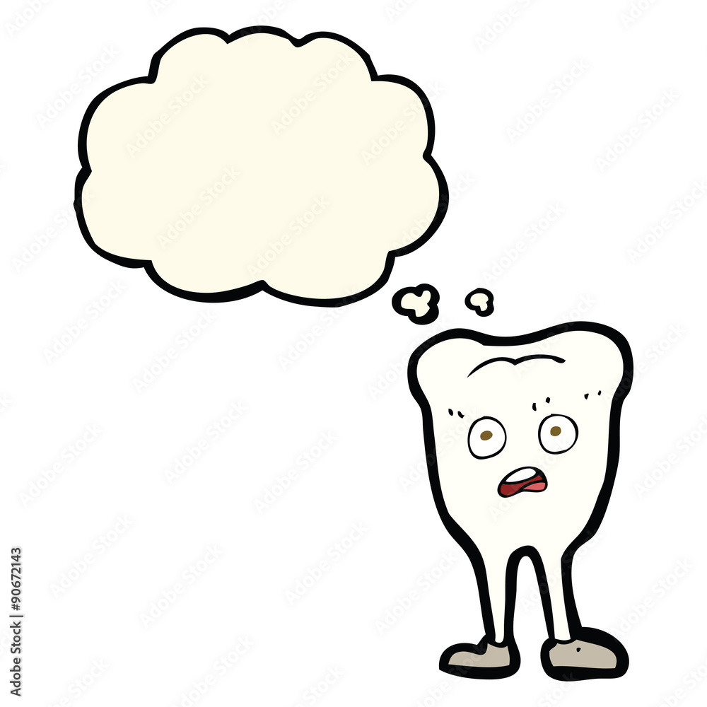 cartoon yellowing tooth with thought bubble cartoon yellowing tooth with thought bubble