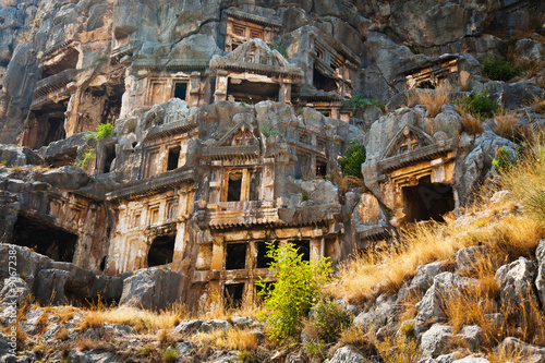Lycian tombs high in the mountains in Myra
